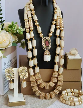 Laanc white nigeria wedding coral beads set natural - Aliexpress - FashionsVida