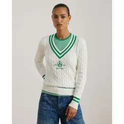 Jersey de mujer de algodón con cuello en pico