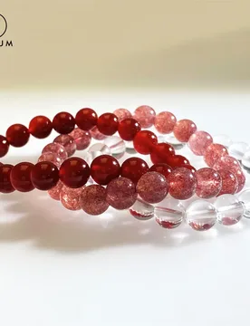 Votum Natural Red Agate Strawberry Clear Quartz Bracelet Set for Women Lady Crystal Stone Friendship Bracelets Beaded Jewelry - Aliexpress - FashionsVida