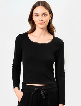 T-Shirt col carré Noir noir XS
