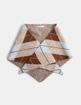 Argyle Triangle Scarf with Wool Blue Mix female - M&S - FashionsVida