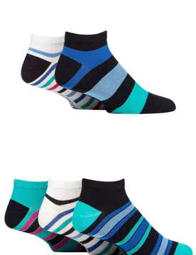 Mens 5 Pair Bamboo Striped and Plain Trainer Socks Fresh 7-11 Mens - Multi Coloured - Size: 7-11 Mens - SockShop - FashionsVida