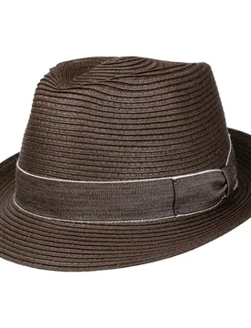Menalo Toyo Trilby Straw Hat by - dark brown - Size: M (56-57 cm) - Lierys - FashionsVida