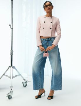 Kurzer Blazer mit Rundausschnitt Pastellrosa M
