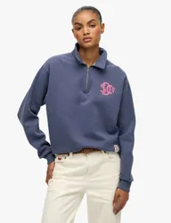 Cotton Rich Collared Half Zip Sweatshirt Navy female