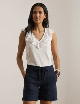 Camiseta de mujer de algodón con volantes - Lauren Ralph Lauren - FashionsVida
