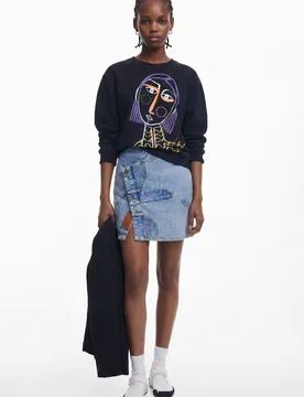Minijupe Collage BLUE M female - Desigual - FashionsVida