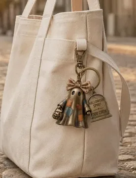 Mini Bow Ghost Keychain Pendant, Spliced Patch Ghost Keychain with Pumpkin Basket Retro Ghost Key Ring Halloween Costume Jewelry - Aliexpress - FashionsVida