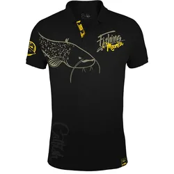 Fishing Mania Catfish Short Sleeve Polo Black M Men