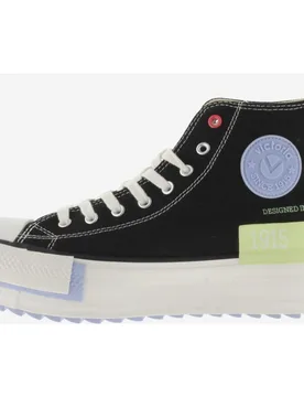 Zapatillas de lona de mujer abotinadas con sello retro y suela doble en sierra - Victoria - FashionsVida