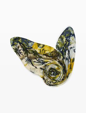 Foulard rectangulaire imprimé, Viscose, Vert, U