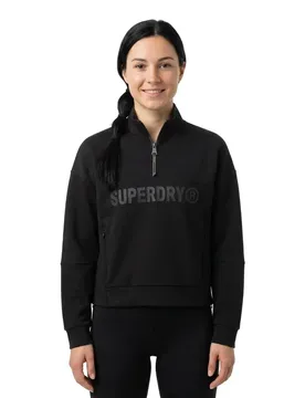 Felpa Con Mezza Zip Active Tech Logo Relaxed Black L