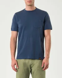 T-shirt mezza manica blu indaco in cotone stretch con taschino
