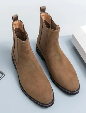 Vintage Style Men's Suede Boots Comfortable High Top Chelsea Boots Autumn Winter Business Shoes Man zapatos de vestir hombre - Aliexpress - FashionsVida