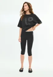 Leggings mit Seitenstreifen Schwarz XL