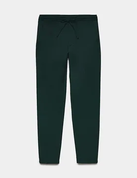 Tapered Fit Elasticated Trousers Dark Evergreen male - M&S - FashionsVida