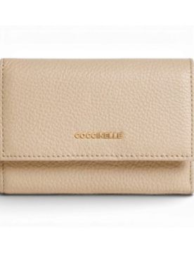 Portafoglio Metallic Soft Donna Sabbia in Pelle