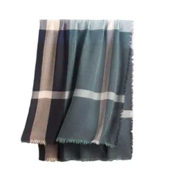 Slate Blue Wool & Silk Scarf