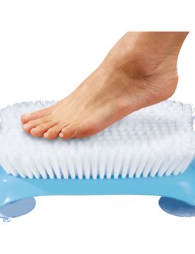 Wandbürste mit Saugnäpfen blau weiss