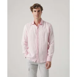 Camisa de lino de hombre corte regular lisa