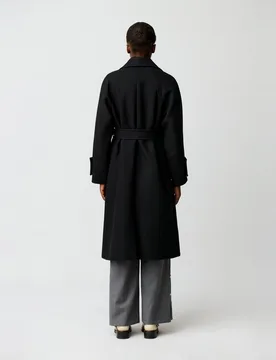 Abrigo de paño de mujer de mezcla de lana con cinturón - CLAUDIE PIERLOT - FashionsVida