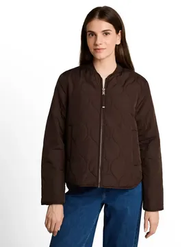 Quilted bomber collar jacket female
