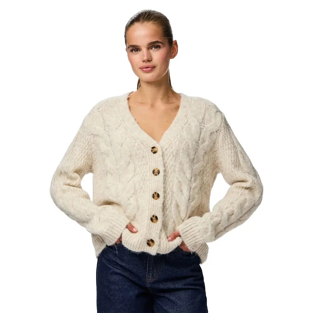 Cardigan Nina V-neck Knit Birch XS - Pieces - FashionsVida