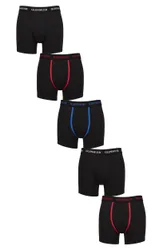 Mens 5 Pack Glenmuir Cotton and Bamboo Blend Boxers Black Red / White / Blue S - Black - Size: Small