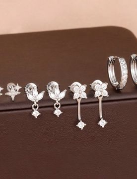 Piezas/Set Pendientes de botón con forma de estrella de acero inoxidable de moda para mujeres, conjunto de pendientes geométricos, regalo de joyerí