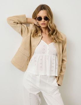 Giacca con colletto in tessuto effetto suede - nude