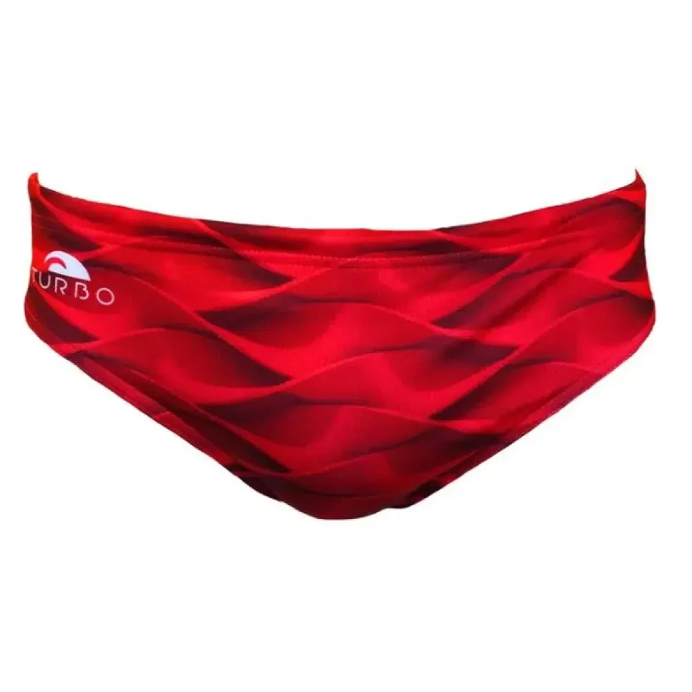 Red Waves Swimming Brief Red M Men - TURBO - FashionsVida