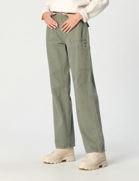 Jeans a gamba larga a vita alta - verde