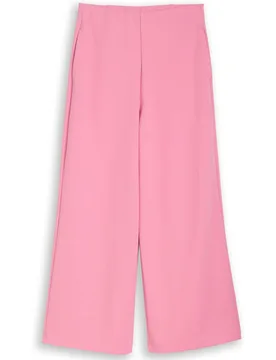 Pantalones anchos largos de mujer con cintura media y diseño liso - Tom Tailor - FashionsVida