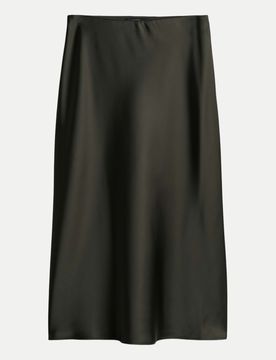 Midi-Satinrock Odini Sleek Schwarz 40