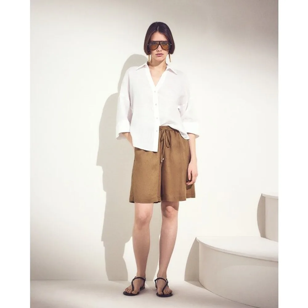 Short liso de mujer de lino - Woman El Corte Inglés - FashionsVida