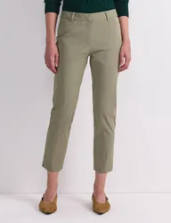 Cotton Rich Slim Fit Cropped Trousers Green female