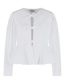 Ganni Blusa in cotone bianco