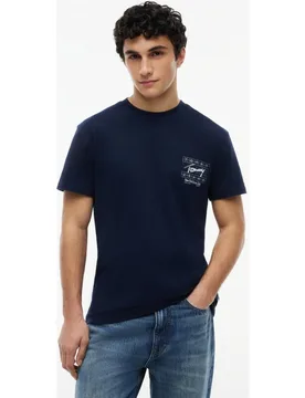 Camiseta de hombre de manga corta con corte regular y gráfico con logo en el pecho - Tommy Jeans - FashionsVida