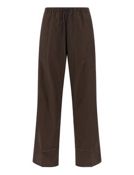 Pantaloni con inserto in pelle