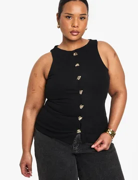 Womens Plus Knitted Button Down Waistcoat - Black - Size 22 Uk - Boohoo - FashionsVida