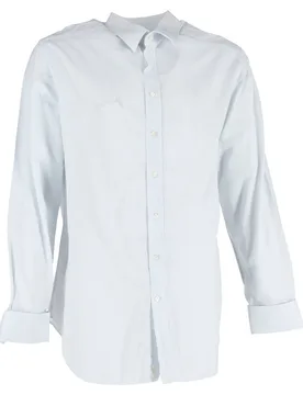 Men's Preloved Micro-Striped Long Sleeve Shirt in Light Blue Cotton Size: 44 - Light Blue - Size: 44 - Giorgio Armani - FashionsVida