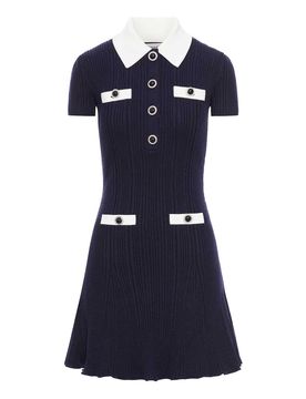 Mini Abito In Maglia Con Colletto A Contrasto