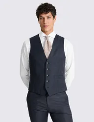 Tailored Wool Rich Performance Check Waistcoat Navy Mix male