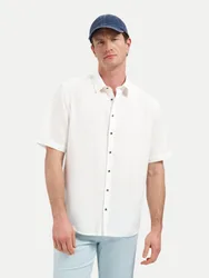 Kurzarm-Hemd mit Leinen-Mix Weiß 3XL