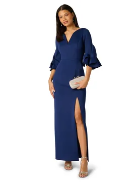 Women's Scuba Ankle Dress in Navy Size: 6 - Navy - Size: 6 - Adrianna Papell - FashionsVida