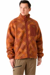Panorama printed pile snap forro polar hombre Marron (S)