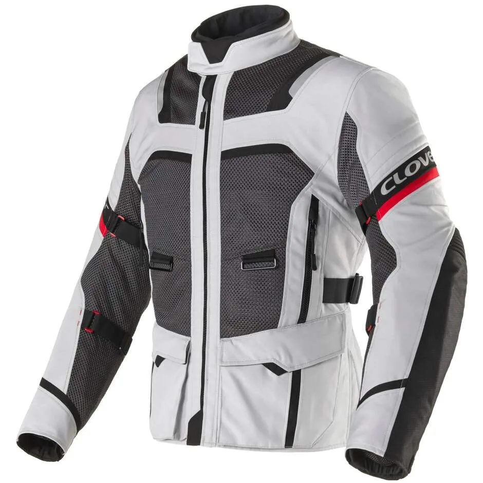 Giacca Moto VENTOURING 4 WP Grigio Nero Rosso taglia 2XL - Clover - FashionsVida