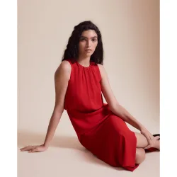 Vestido midi frunces cintura