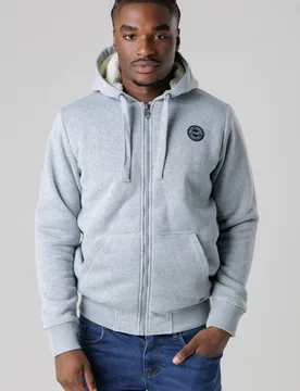 Mens Zip-Through Hoody with Borg Lining - Tokyo Laundry - FashionsVida