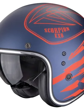 Casco Moto Jet BELFAST EVO DAWG Blu Rosso Opaco taglia M - Scorpion - FashionsVida